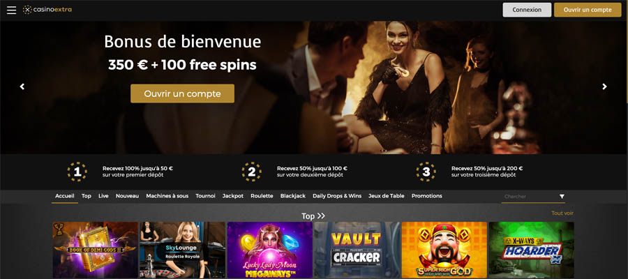 capture décran d'accueil de casino extra
