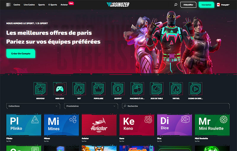 capture &eacute;cran accueil casinozer