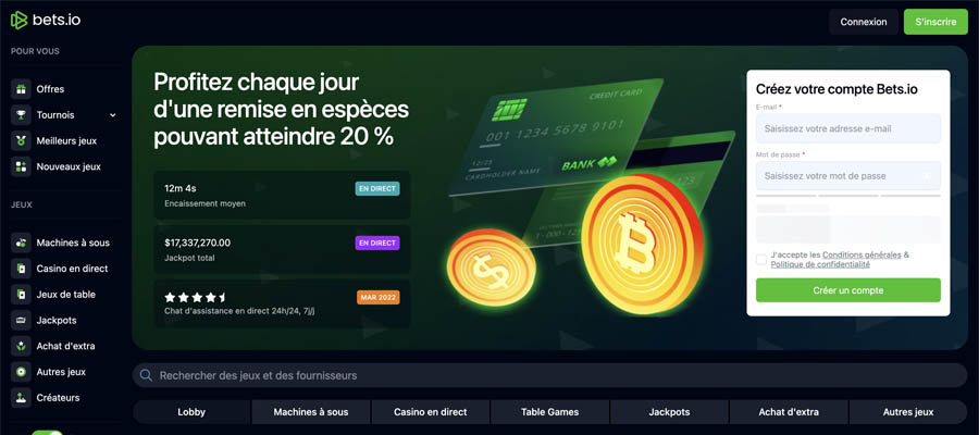 capture decran daccueil de bets io