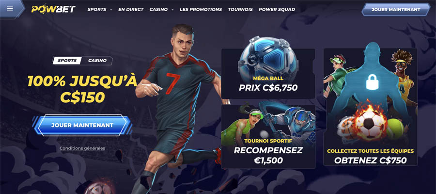 capture decran daccueil de powbet casino