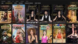 capture decran des jeux casino en direct de casinoly