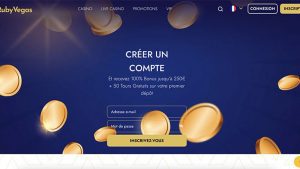 capture d&rsquo;&eacute;cran casino ruby vegas compte