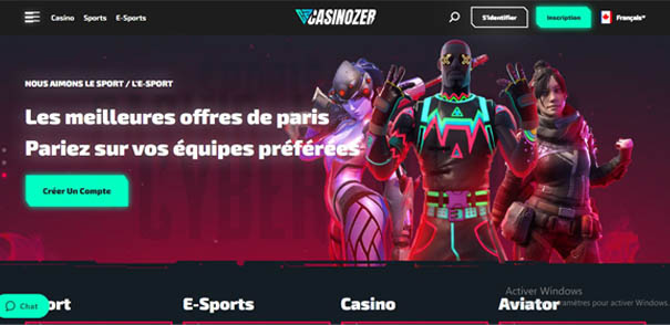 capture d'ecran inscription casinozer
