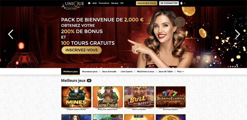 capture d'&eacute;cran accueil unique casino