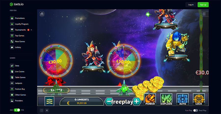 capture d'&eacute;cran bet.io jeu robot wars sans telechargement